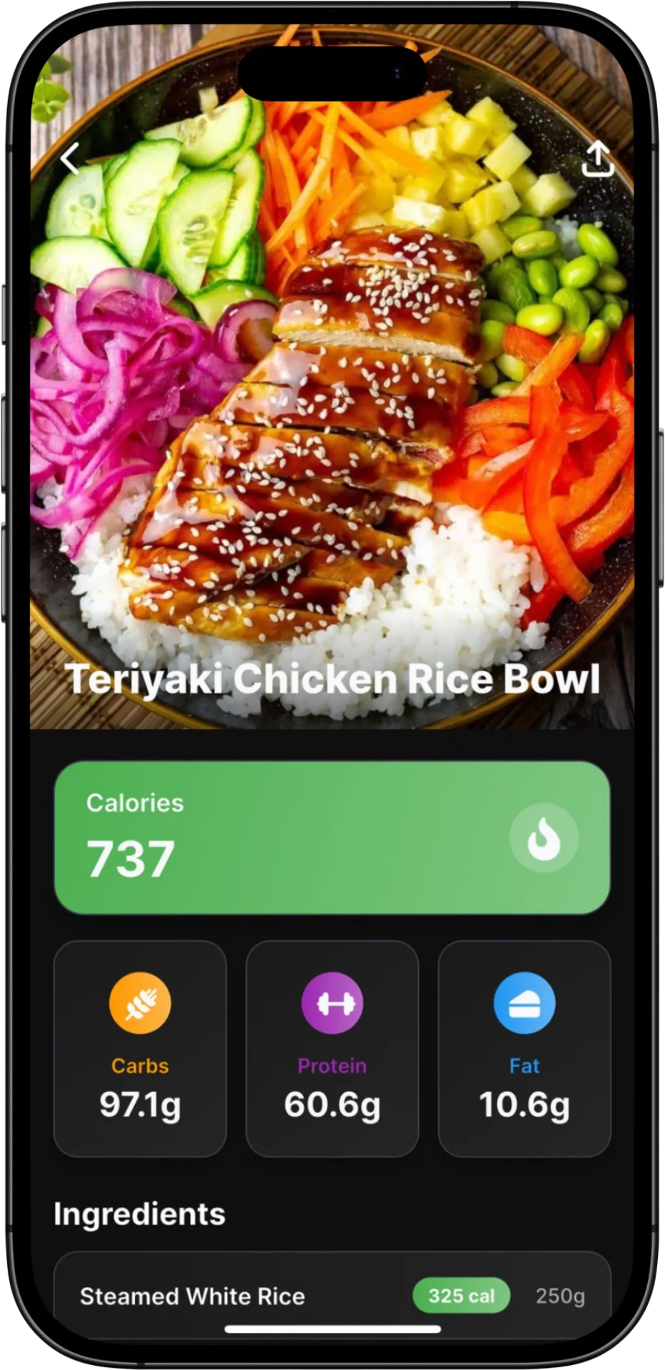 AI food scanner — FitFlow app screen