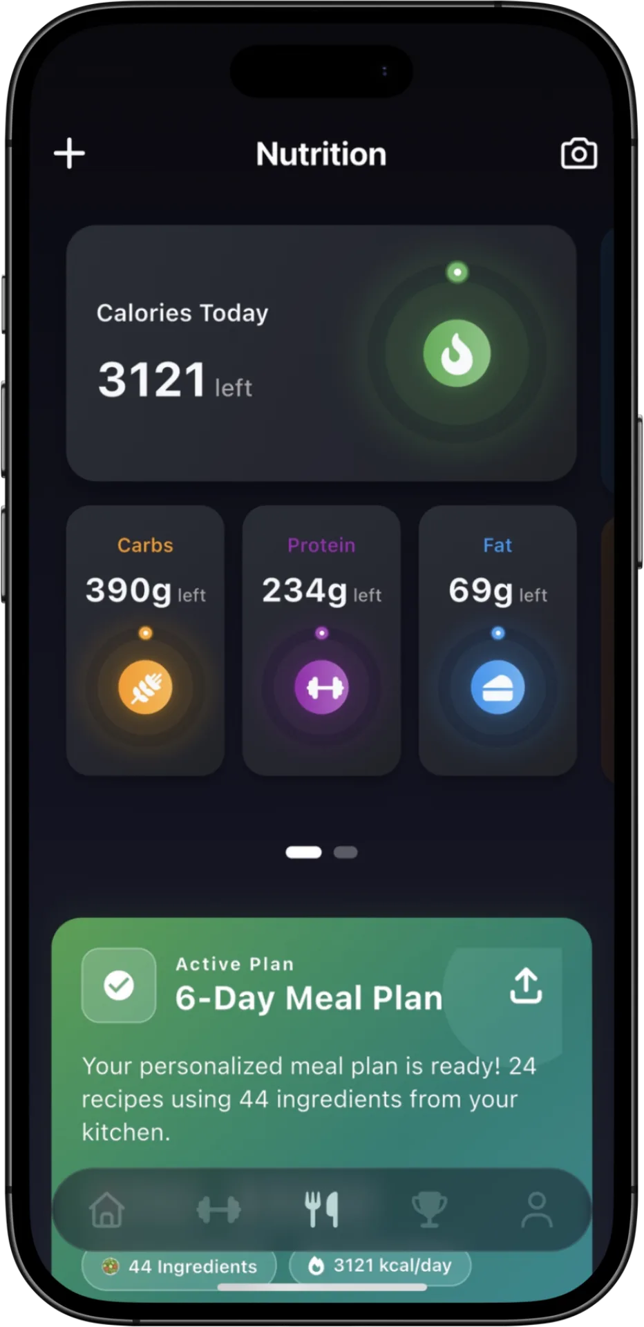calorie counter app — FitFlow app screen